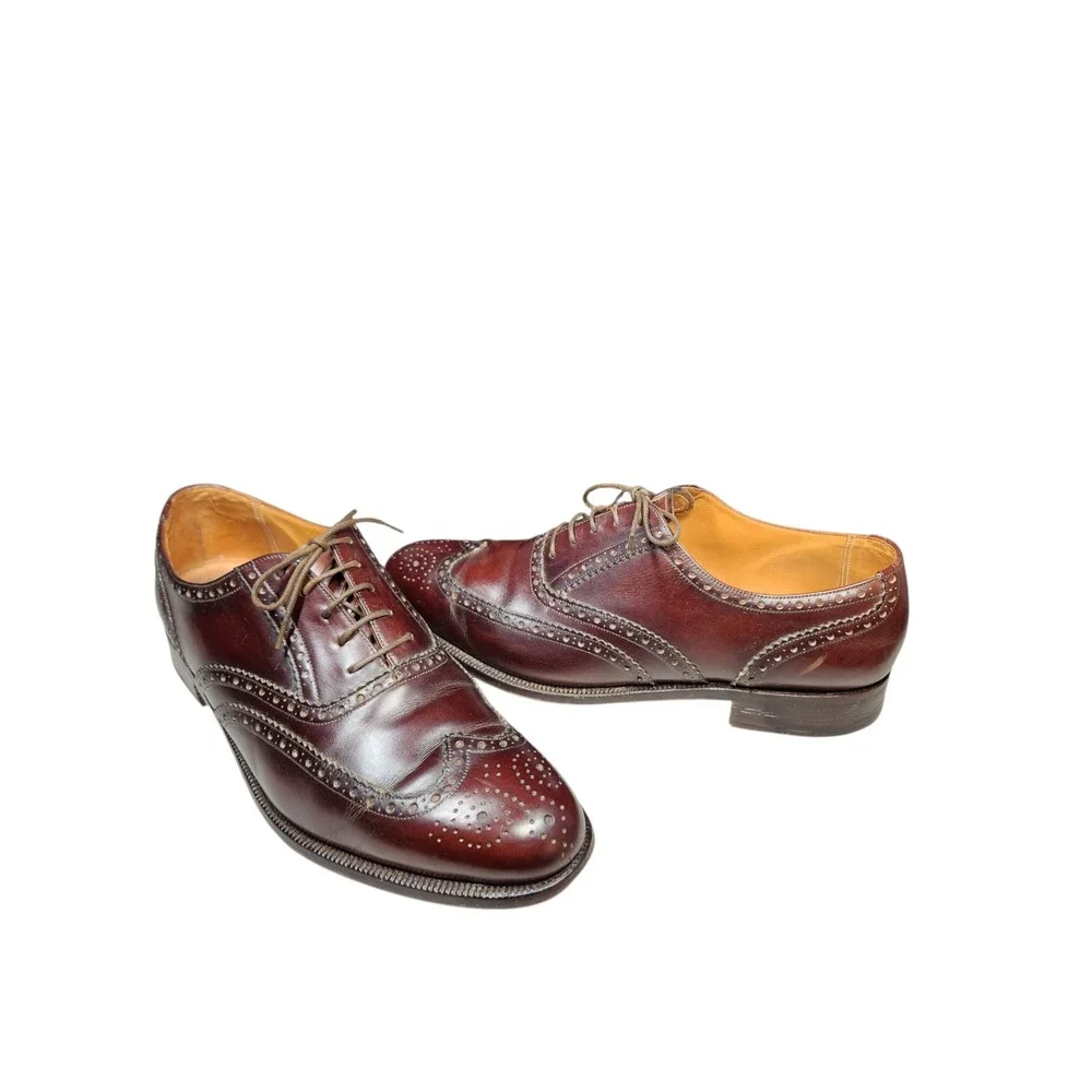 Vintage Barker Brown Leather Wingtip Oxford Shoes Brogue  Classic Heritage 10.5